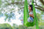 a woman meditating in a hammock outdoors, forrest setting