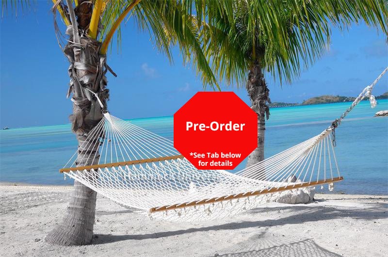 Hammock Universe Canada Cotton Rope Hammock - Double Pre-Order Ships Dec 15 - Jan 15 See tab below for more Details 738447505429 50501-PWT